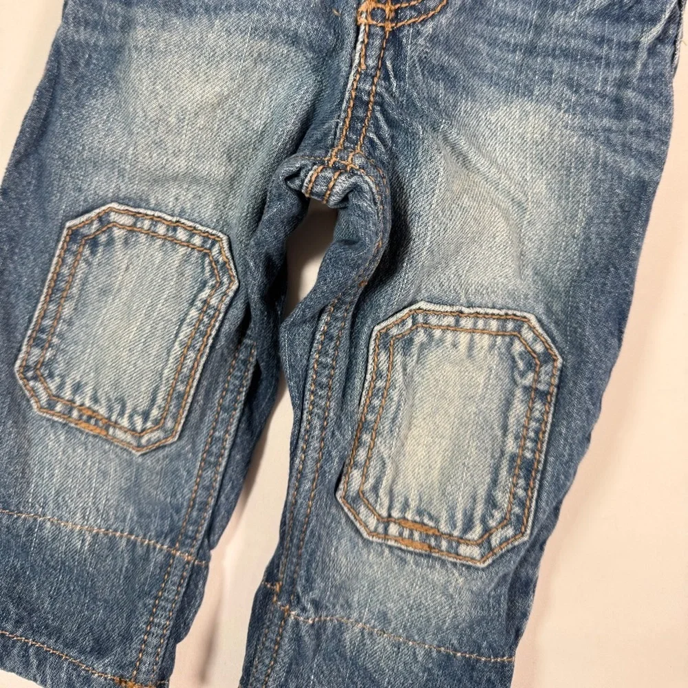 GYMBOREE Baby Boys' Green Tartan Plaid Cuff Knee Patch Jeans Cotton Rustic 6-12M
